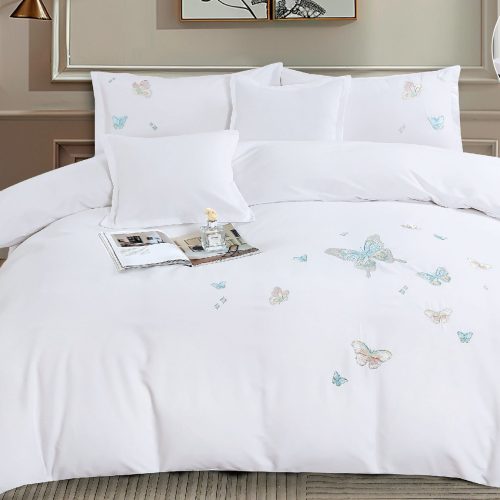 lenjerie uni cu policoton cu fluturi brodati - alb