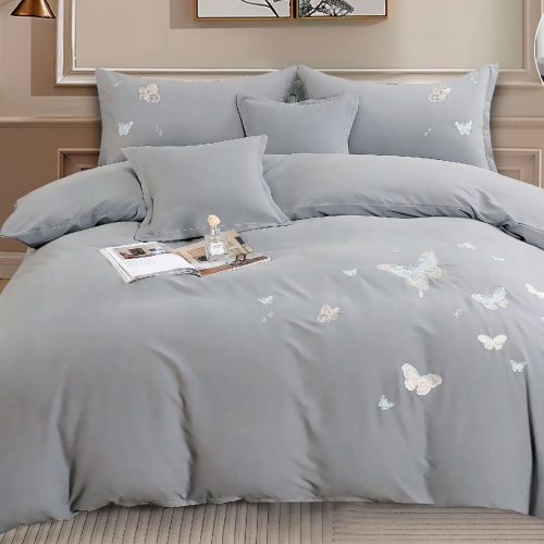 lenjerie uni cu policoton cu fluturi brodati - gri