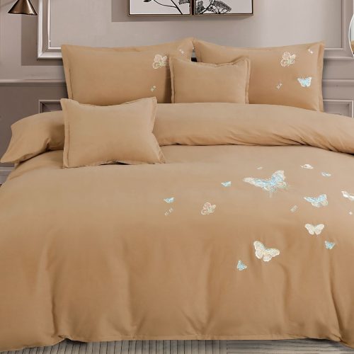 lenjerie uni cu policoton cu fluturi brodati - maro deschis