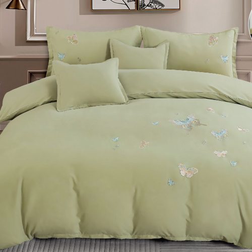 lenjerie uni cu policoton cu fluturi brodati - vernil