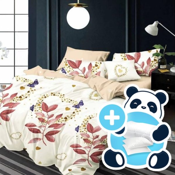 pachet lenjerie crem cu frunze