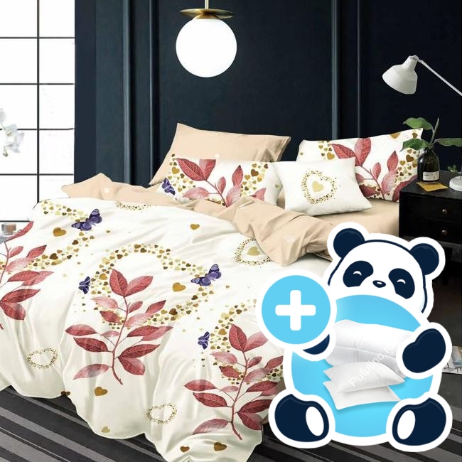 pachet lenjerie crem cu frunze pachet lenjerie crem cu frunze