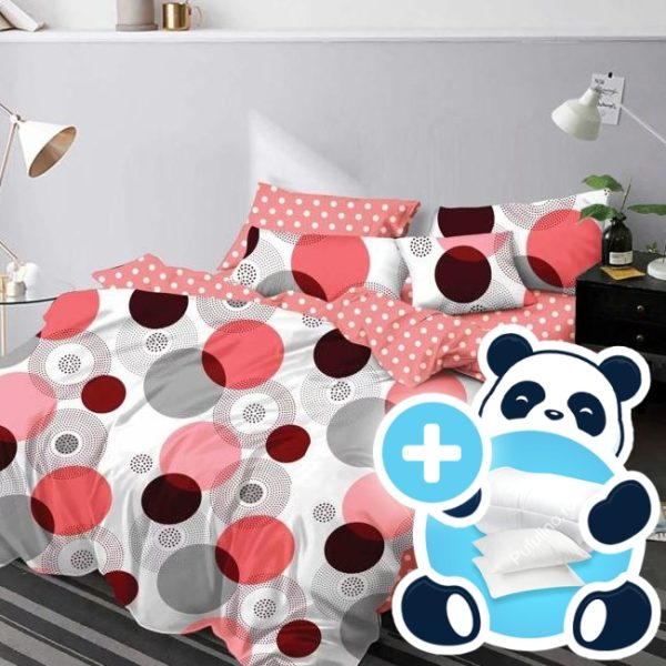 pachet lenjerie cu buline roz