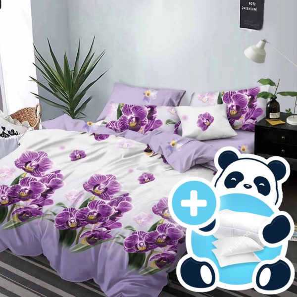 pachet lenjerie lila cu orhidee