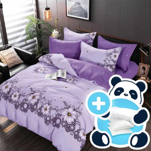 pachet lenjerie mov cu flori