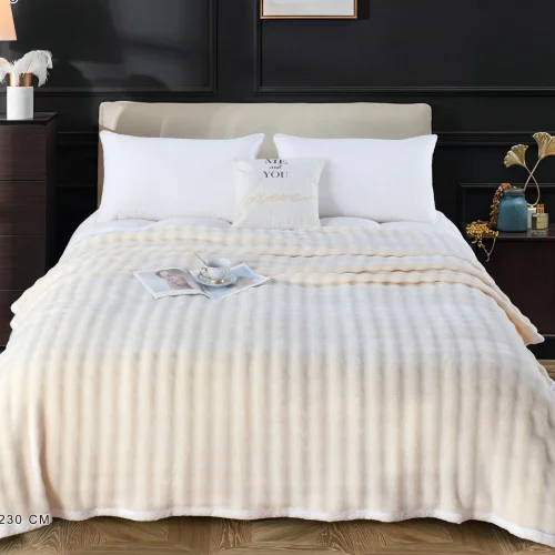 patura cu bordura impletita pucioasa - alb