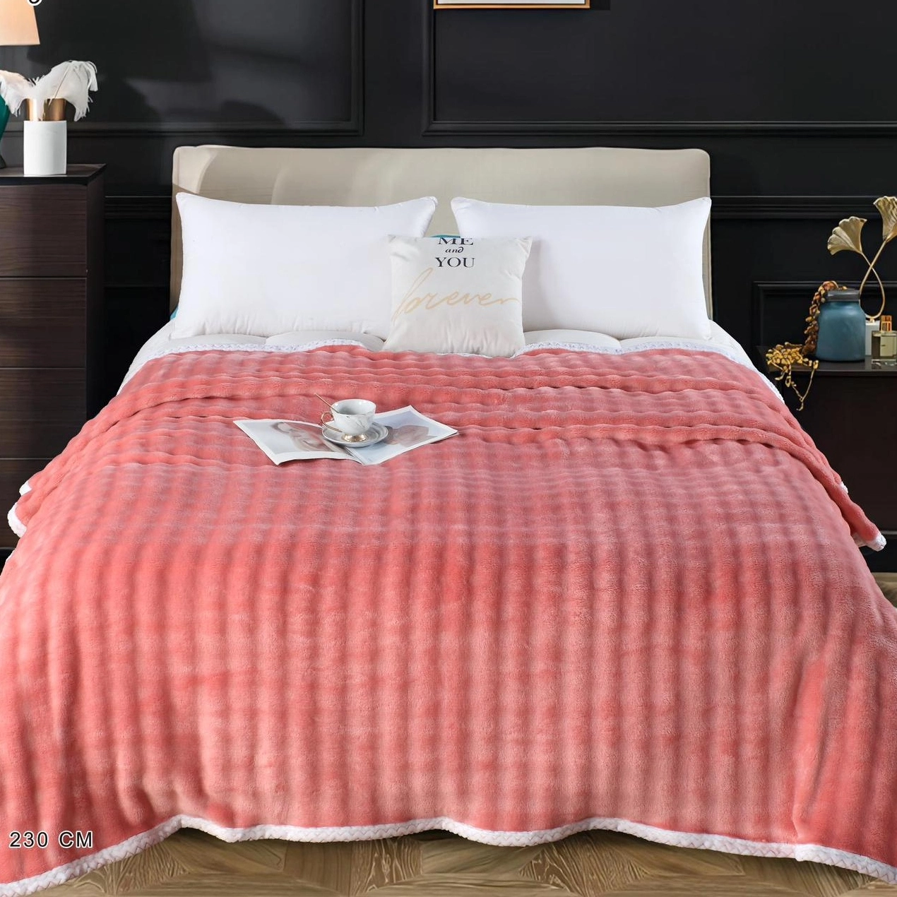 patura cu bordura impletita pucioasa - roz patura cu bordura impletita pucioasa - roz