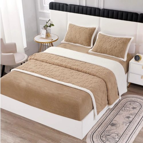 lenjerie de pat cocolino bej model tricot