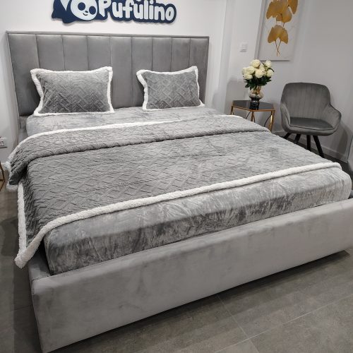 lenjerie de pat cocolino gri model tricot