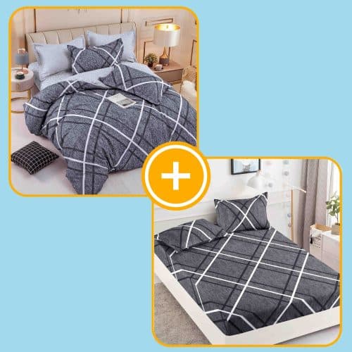 pachet husa si lenjeriegri cu dungi