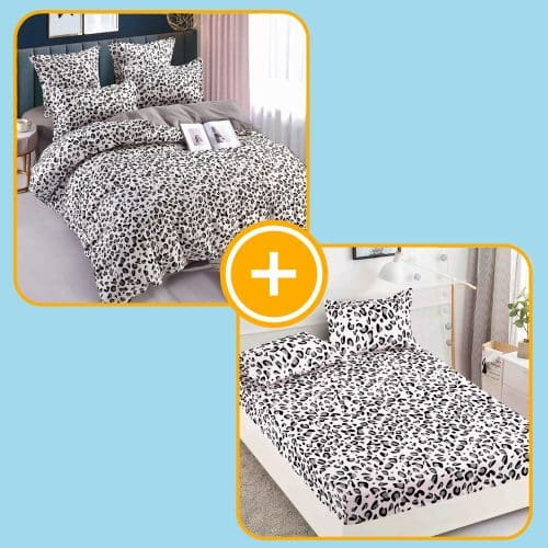 pachet husa si lenjeriegri leopard alb