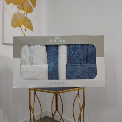 Set halate baie 6 piese alb si albastru (1)