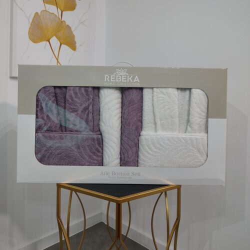 Set halate baie 6 piese mov si alb