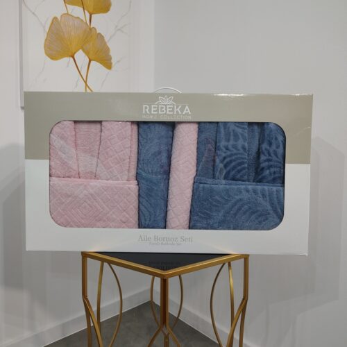 Set halate baie 6 piese roz pudra si bleumarin cadou