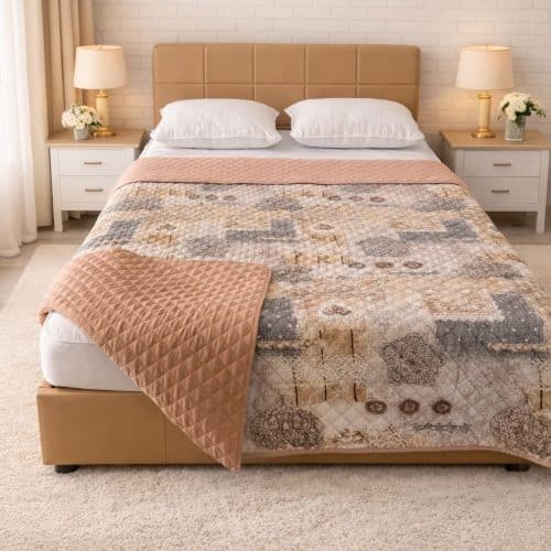 cuvertura de pat bej cu ornamente (3)