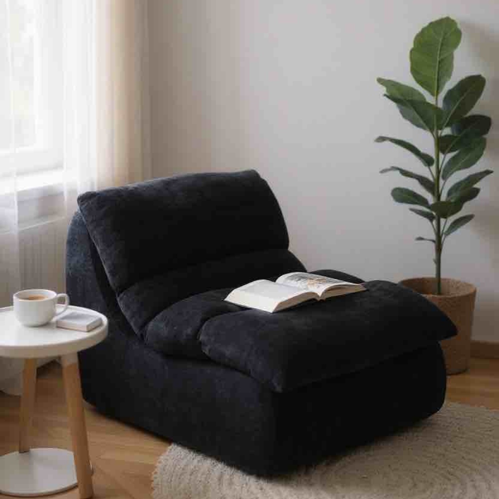 fotoliu din spuma cu memorie model uni (2) fotoliu din spuma cu memorie model uni bleumarin