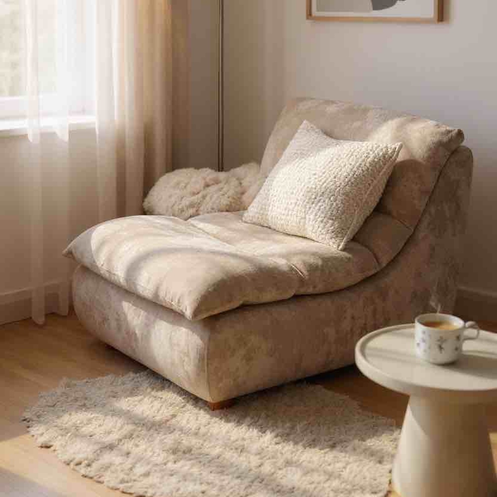 fotoliu din spuma cu memorie model uni bej (1) Fotoliu Premium Relax, Spuma cu Memorie, Bej - PUF235773 - imagine 4