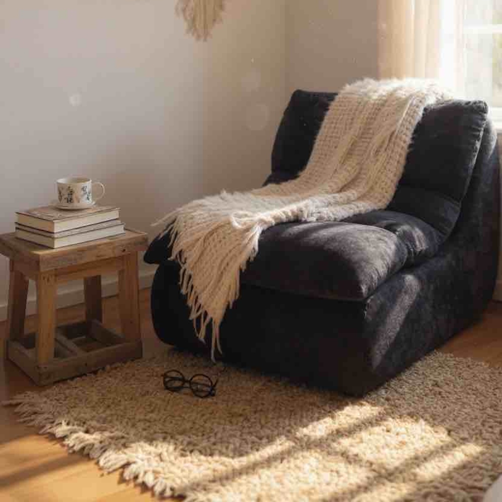 fotoliu din spuma cu memorie model uni bleumarin (1) Fotoliu Premium Relax, Spuma cu Memorie, Negru - PUF235778 - imagine 5