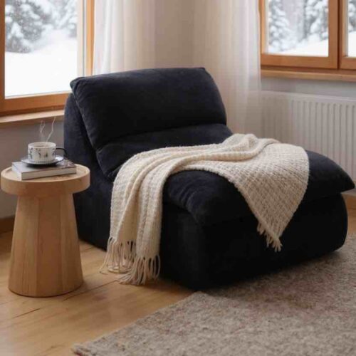 fotoliu din spuma cu memorie model uni bleumarin