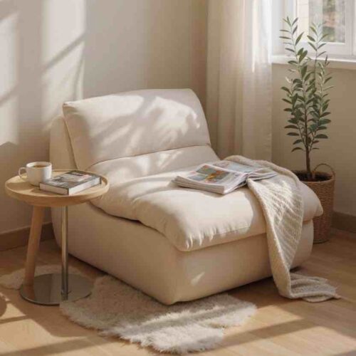 fotoliu din spuma cu memorie model uni crem