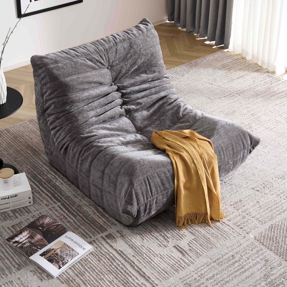 fotoliu din spuma cu memorie uni gri (2) fotoliu din spuma cu memorie uni gri