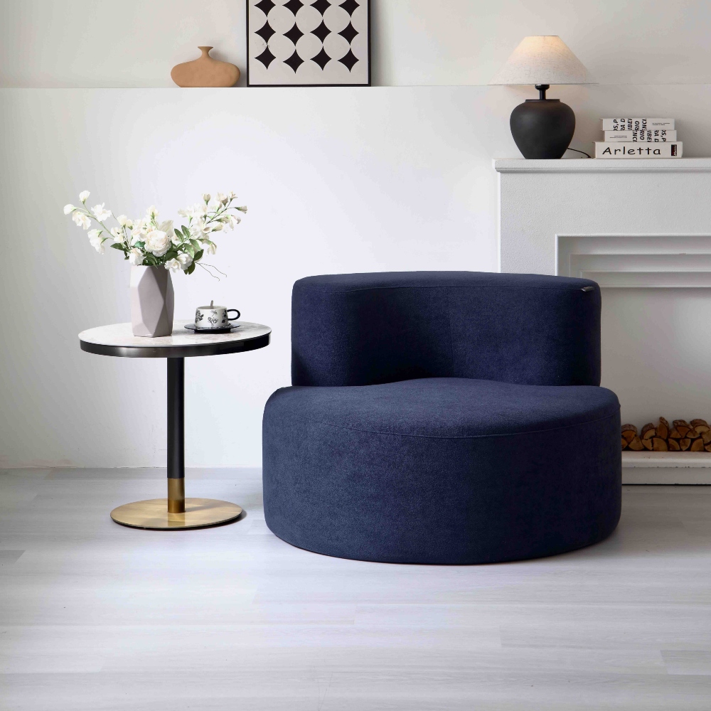 fotoliu rotund din spuma cu memorie albastru (1) Fotoliu Premium, Tip Scaun, Spuma cu Memorie, Albastru - PUF235763 - imagine 2