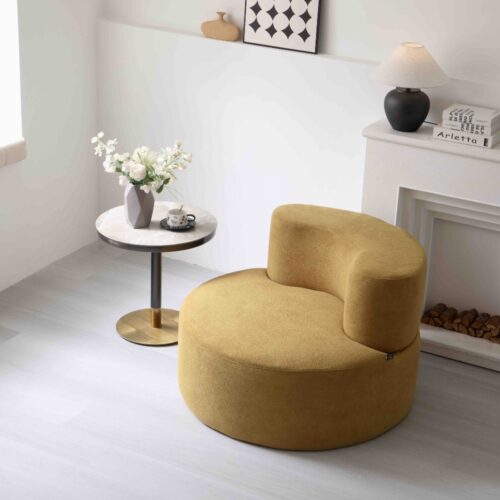 fotoliu rotund din spuma cu memorie bej