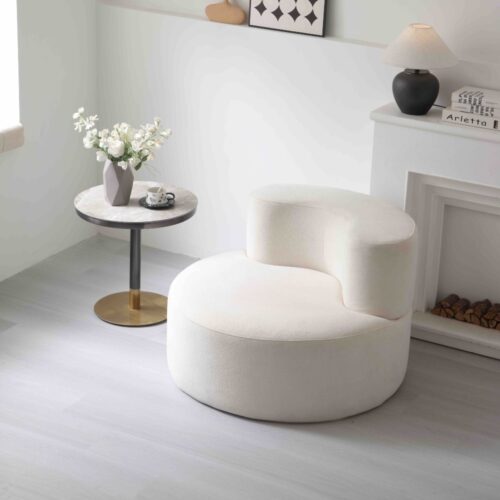 fotoliu rotund din spuma cu memorie crem