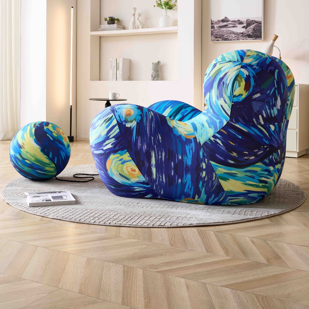 fotoliu rotund din spuma cu memorie cu dungi multicolore (2) fotoliu rotund din spuma cu memorie cu dungi multicolore