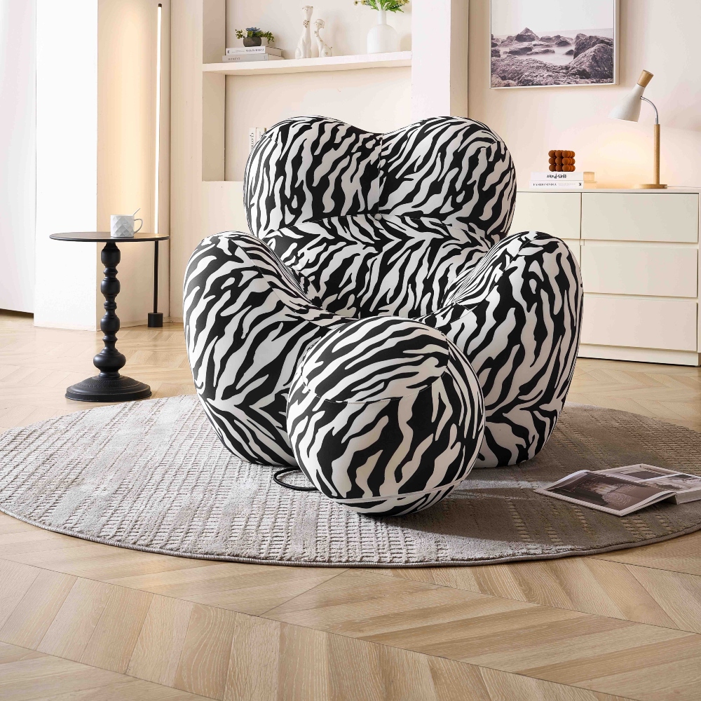 fotoliu rotund din spuma cu memorie cu dungi zebra (1) Fotoliu Premium Mom's Hug, Spuma cu Memorie + Suport Picioare, Zebra - LAZY SOFA - PUF235700 - imagine 2