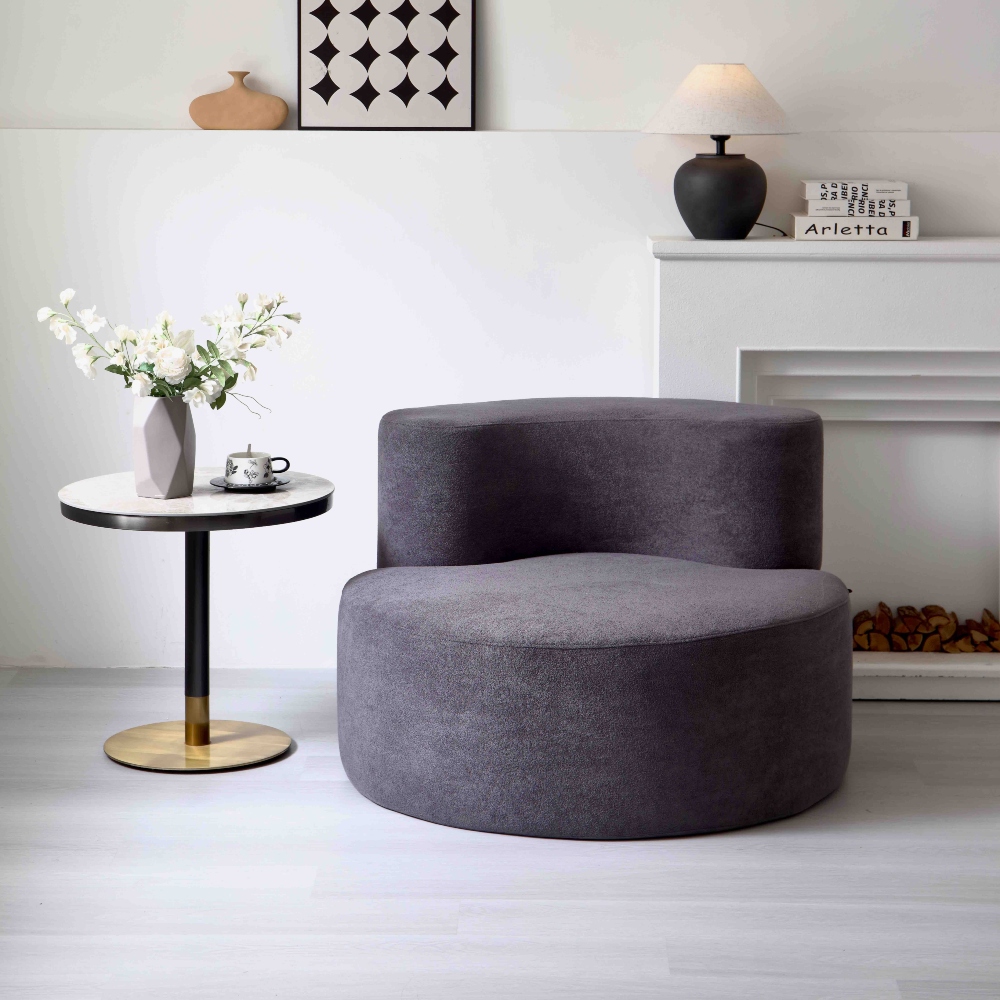 fotoliu rotund din spuma cu memorie gri inchis (1) Fotoliu Premium, Tip Scaun, Spuma cu Memorie, Gri - PUF235760 - imagine 2