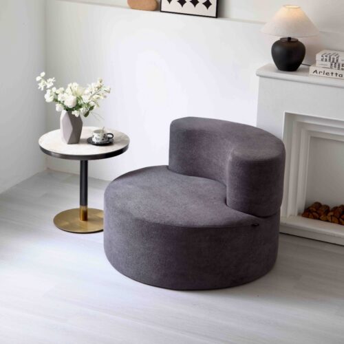 fotoliu rotund din spuma cu memorie gri inchis