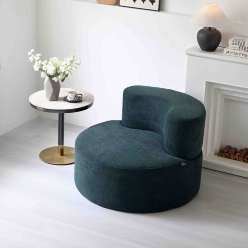 fotoliu rotund din spuma cu memorie verde