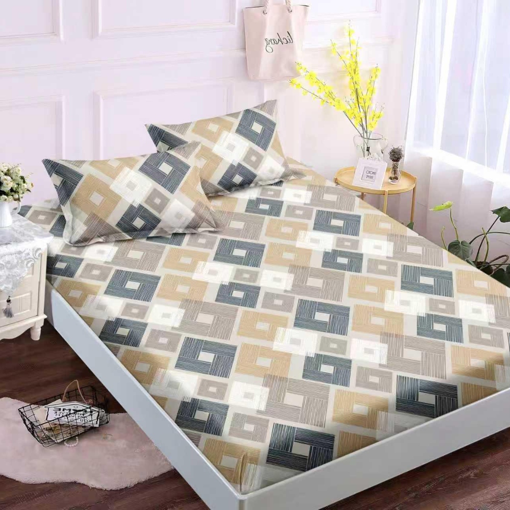 husa de pat finet cu romburi albastre si bej husa de pat finet cu romburi albastre si bej