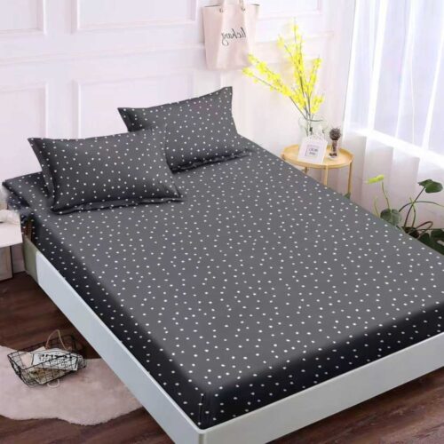 husa de pat finet gri cu stelute