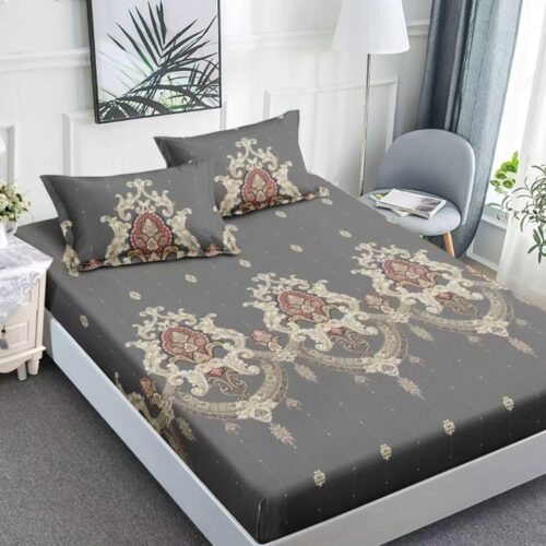 husa de pat finet gri cuornamente