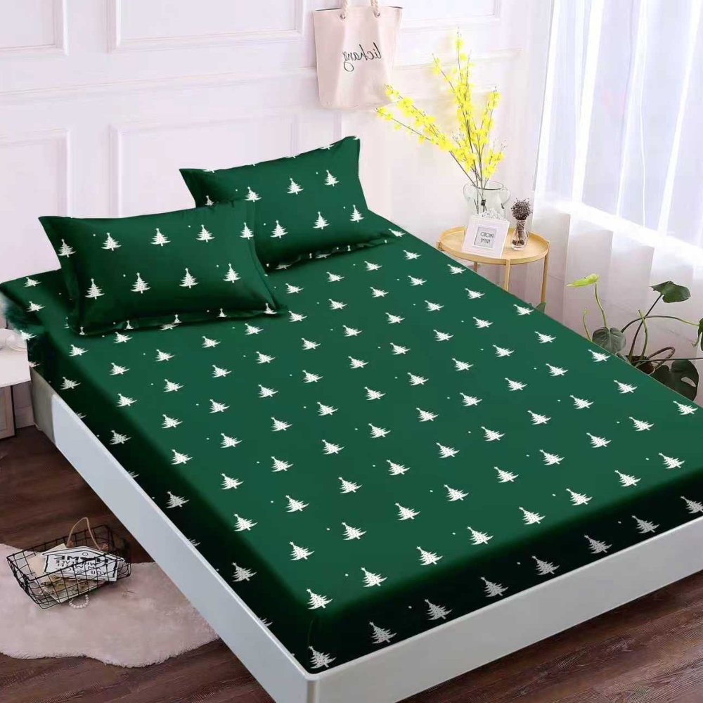 husa de pat finet verde cu braduti husa de pat finet verde cu braduti