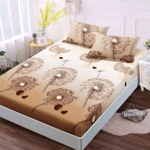 husa de pat material finet bej cu papadie