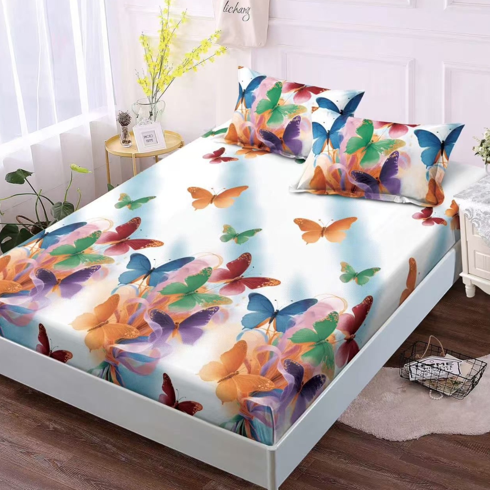 husa de pat material finetcu fluturasi multicolori husa de pat material finetcu fluturasi multicolori