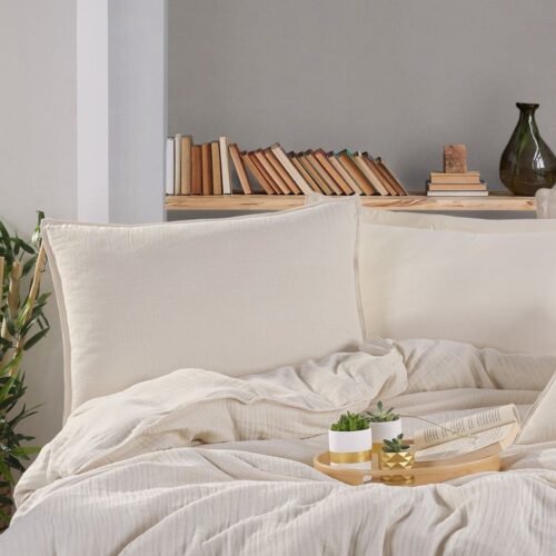 husă de pilotă dublă din muselină crem