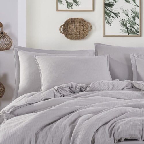 husă de pilotă dublă din muselină gri deschis