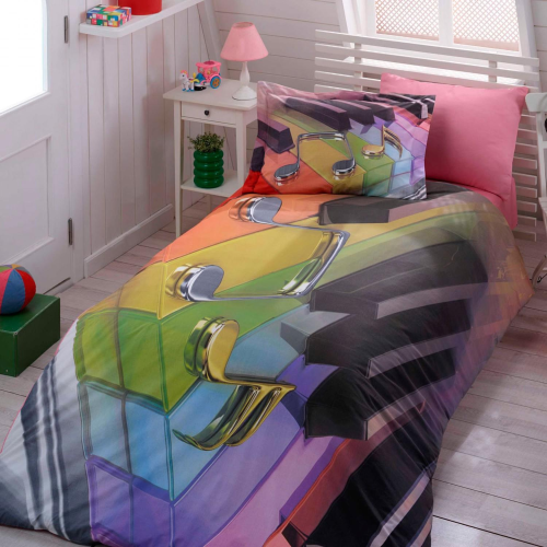 lenjerie de pat bumbac poplincu note muzicale