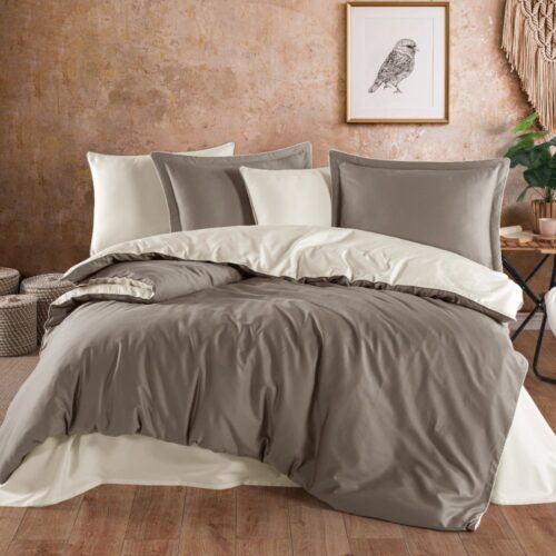 lenjerie hobby satin diamond bicolor - crem maro