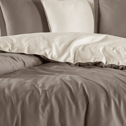 lenjerie hobby satin diamond bicolor - crem maro aproape