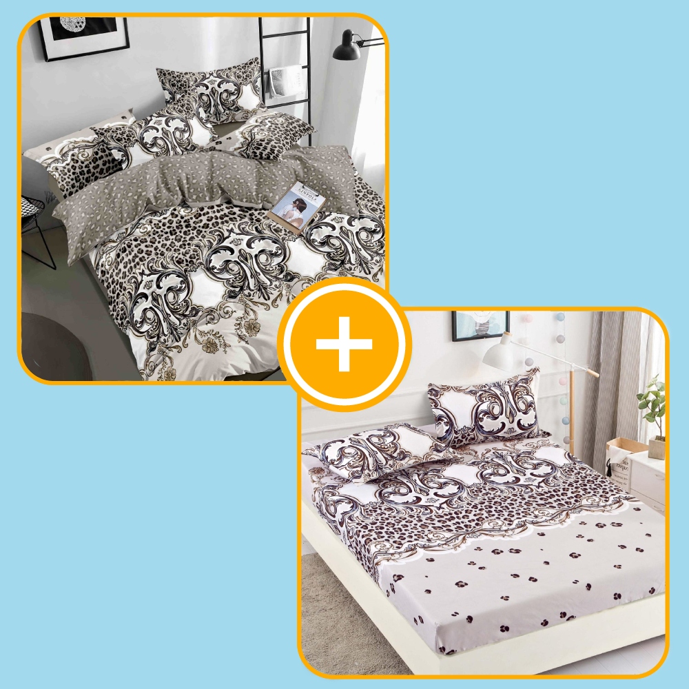 pachet husa si lenjeriecu ornamente maro pachet husa si lenjeriecu ornamente maro