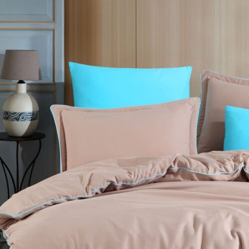 set lenjerie de pat twill maro turcoaz - 4 fete perna