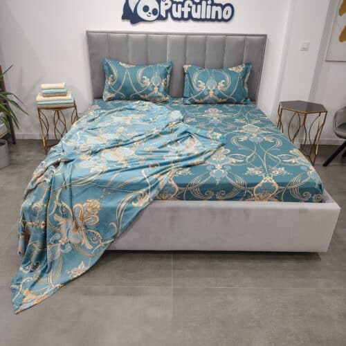 Husa de pat si patura cocolino Turquoise Ornaments