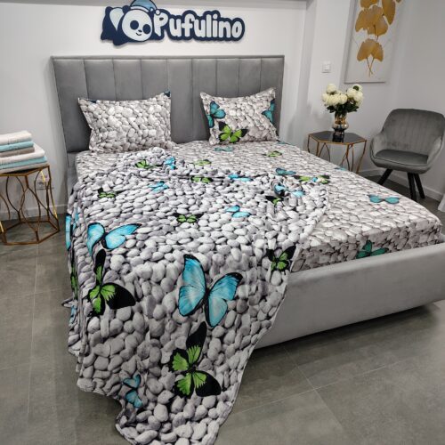 Husa si patura Cocolino de pat Fluturi si Pietre