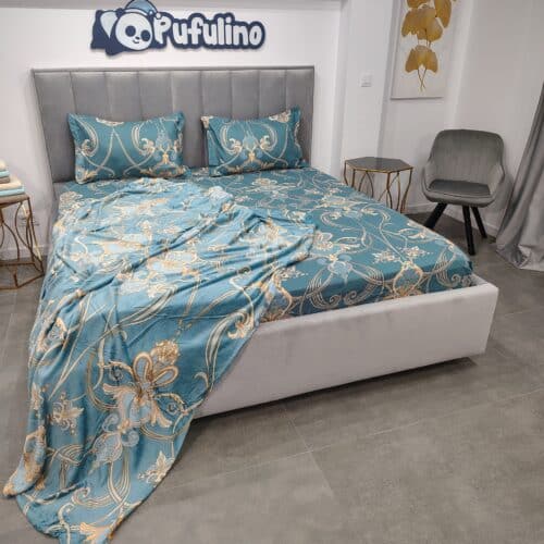 Husa si patura de pat Turquoise Ornaments