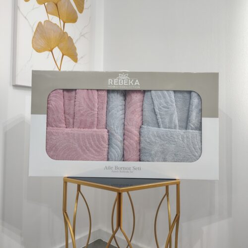 Set Halate baie Rebeka 6 piese roz pudra si gri deschis